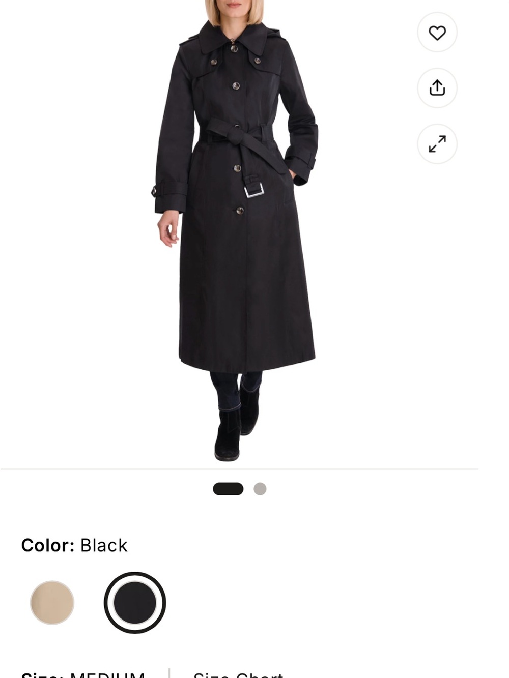London Fog Black Long Trench Coat with Belt